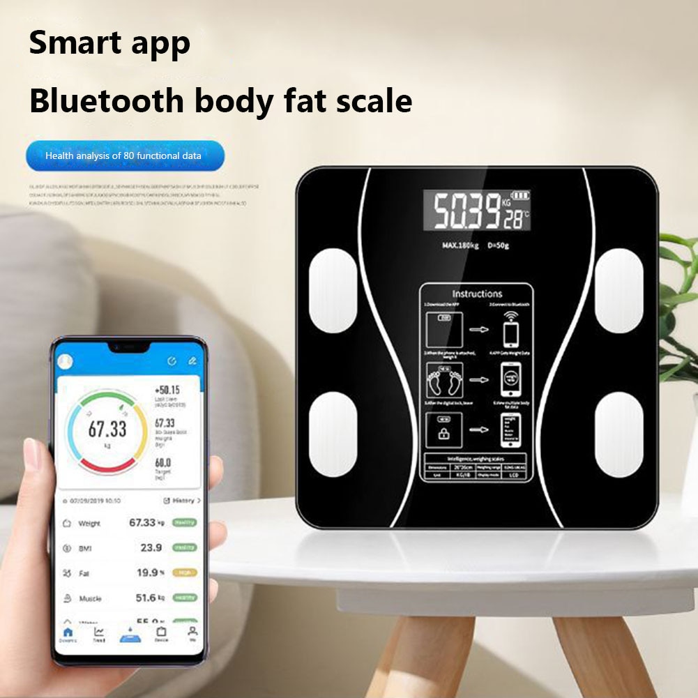 체지방 규모 디지털 App 블루투스 호환 스마트 전자 BMI 구성 정확한 휴대 전화 분석기 정밀 무게